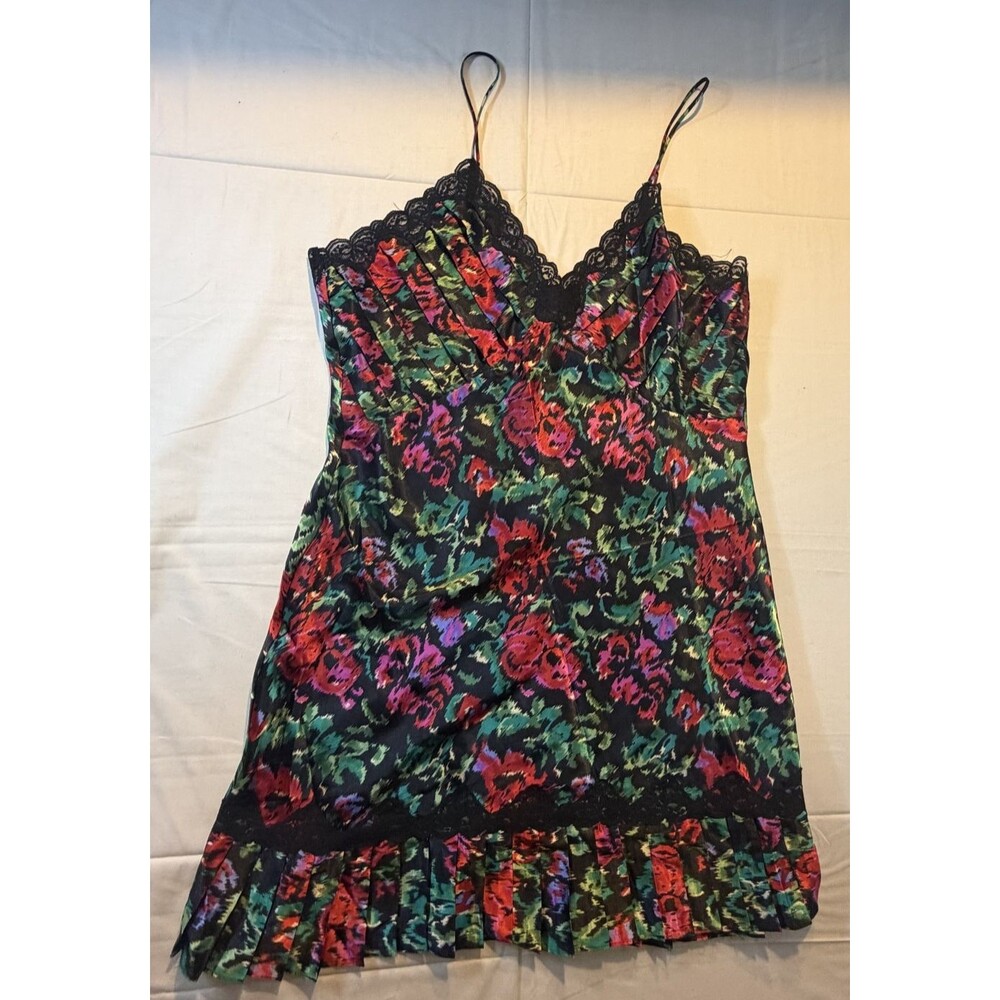 Vintage Victoria’s Secret Gold Label Floral Ikat Mini Slip Dress Size L